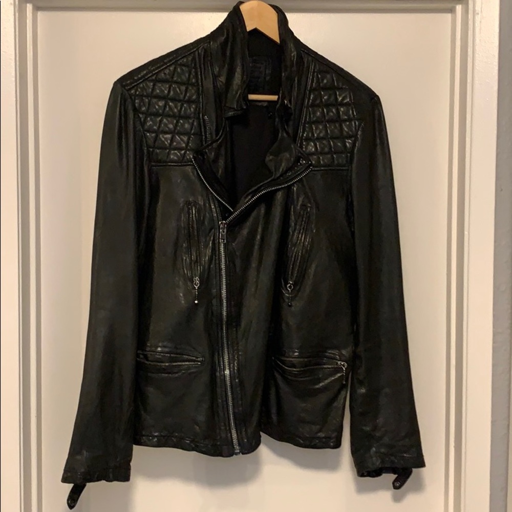 All Saints Spitalfields Leather Biker Jacket.